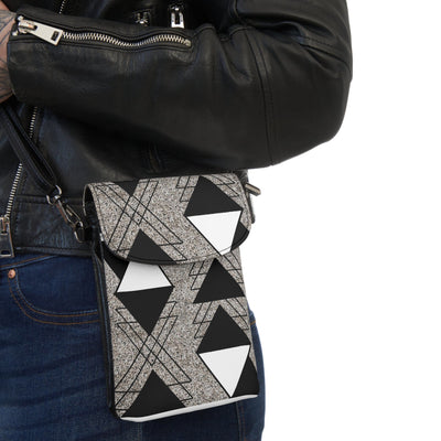 Black And White Triangular Colorblock Crossbody Cell Phone Wallet Purse - Bags