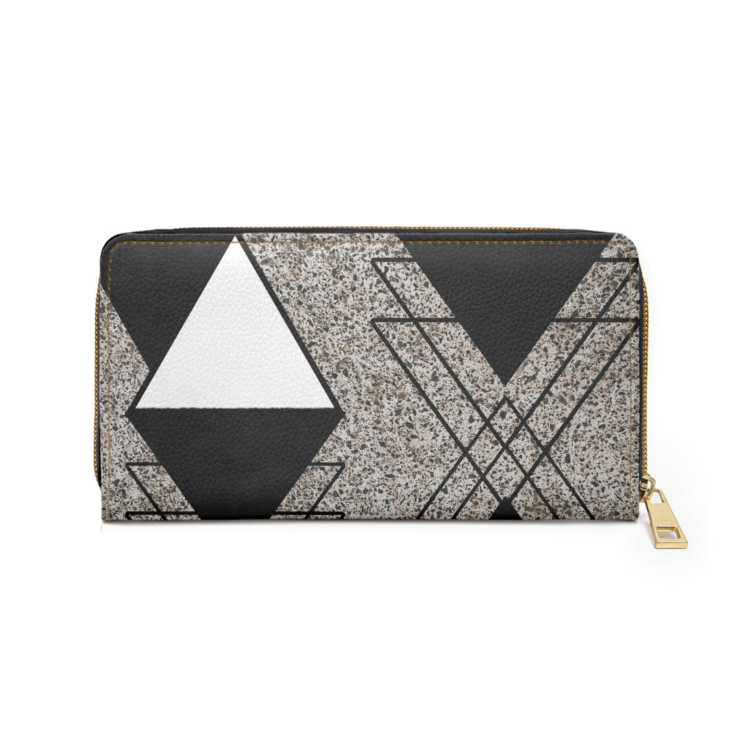 Black and White Triangular Colorblock Womens Zipper Wallet Clutch Purse - Bags