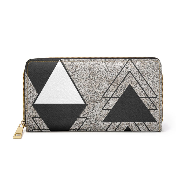 Black and White Triangular Colorblock Womens Zipper Wallet Clutch Purse - Bags