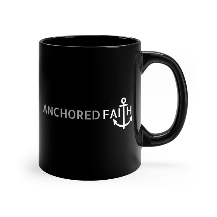 Black Ceramic Mug - 11oz Anchored Faith - Inspiration Affirmation Grey