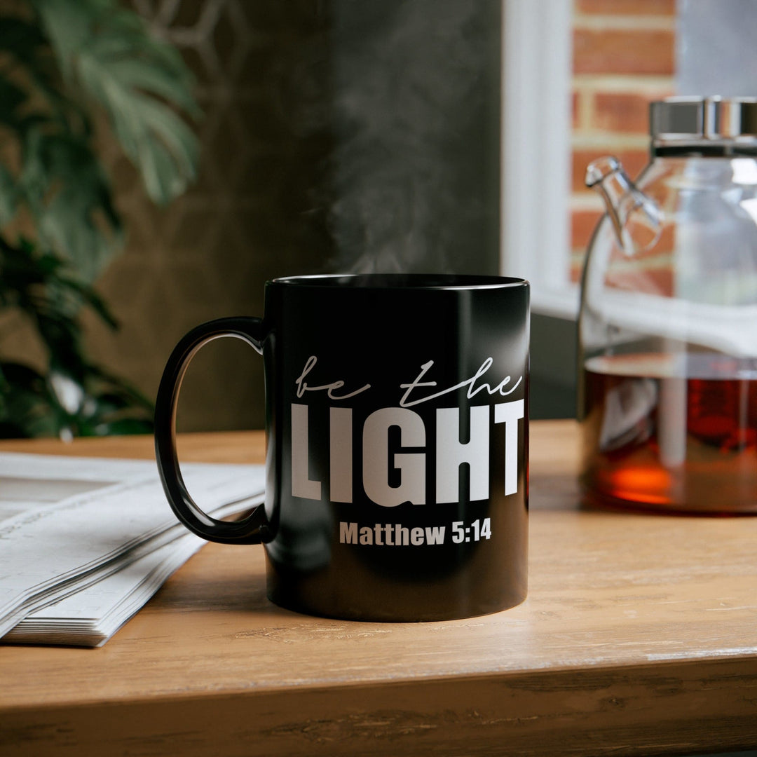 Black Ceramic Mug - 11oz Be The Light Inspirational Art Illustration