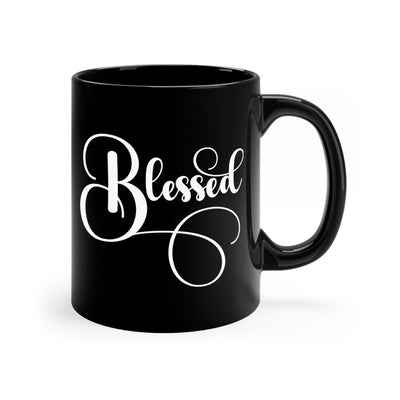 Black Ceramic Mug - 11oz Blessed Graphic Illustration Decorative | Mugs