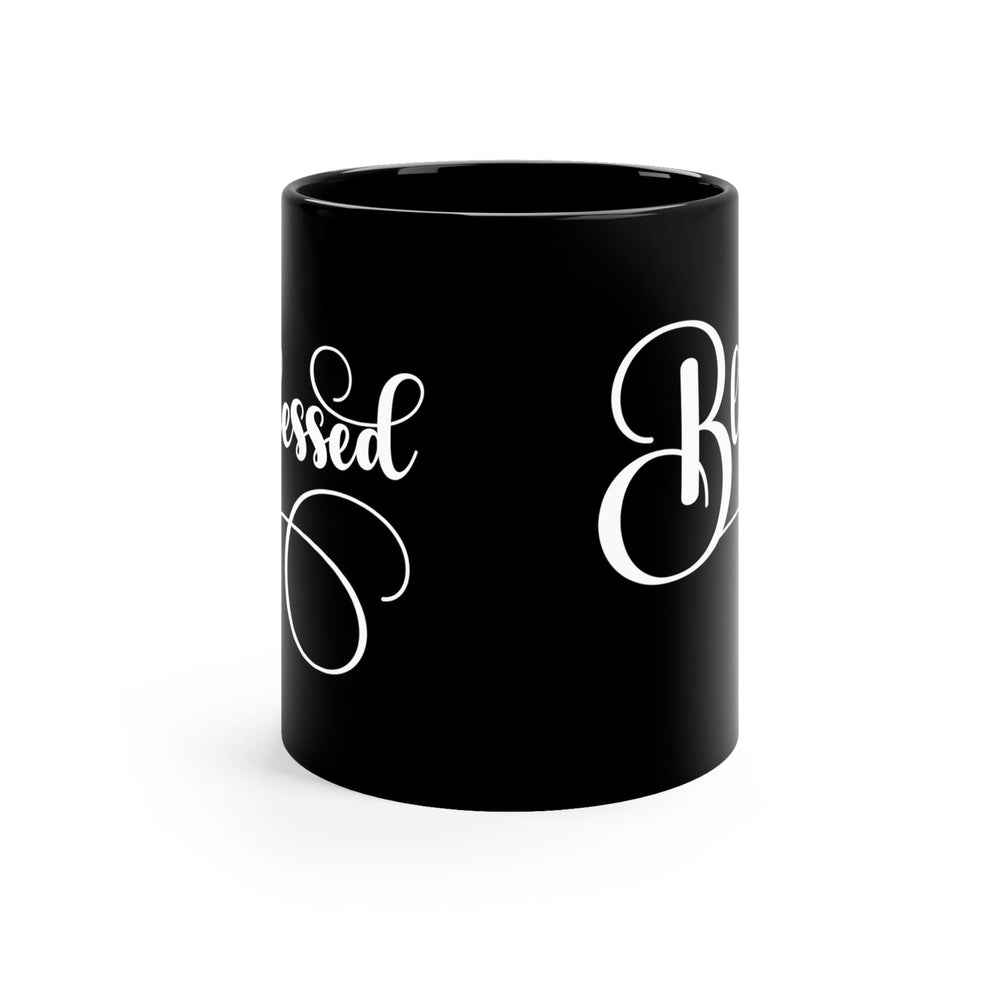 Black Ceramic Mug - 11oz Blessed Graphic Illustration - Decorative | Ceramic