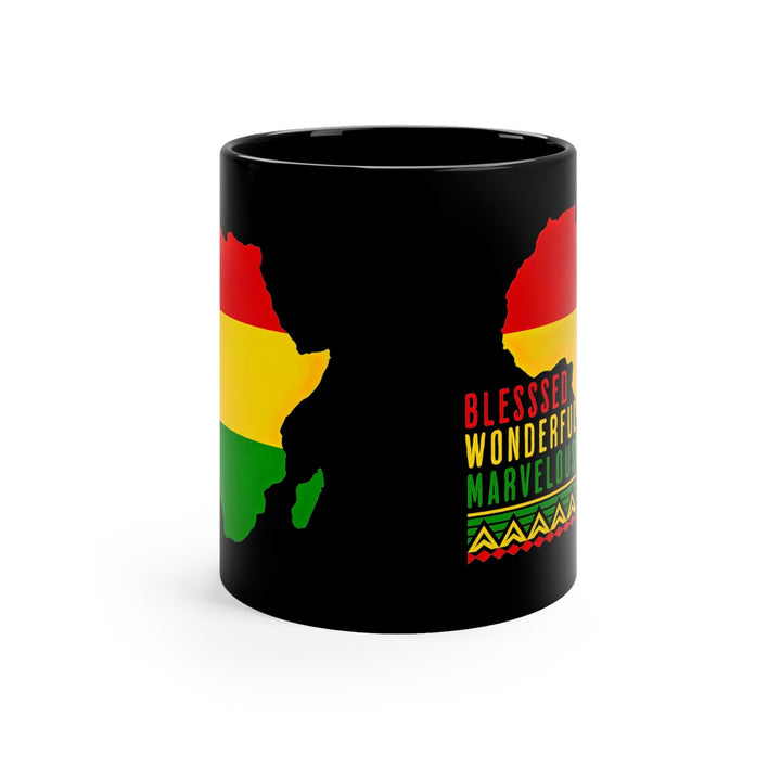 Black Ceramic Mug - 11oz Blessed Wonderful Marvelous Christian African Heritage