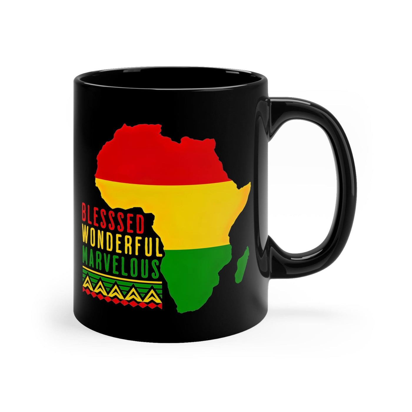 Black Ceramic Mug - 11oz Blessed Wonderful Marvelous Christian African Heritage