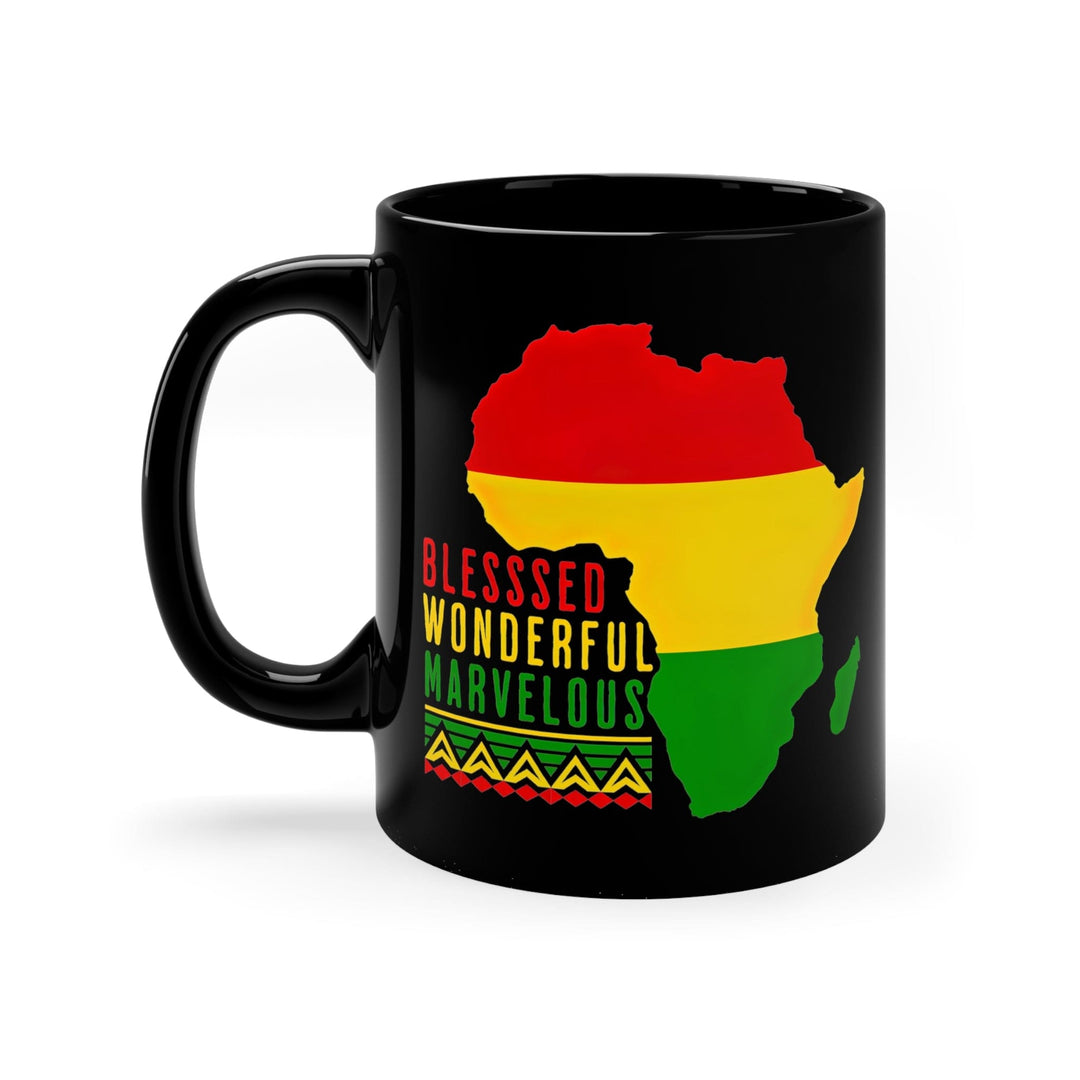 Black Ceramic Mug - 11oz Blessed Wonderful Marvelous Christian African Heritage