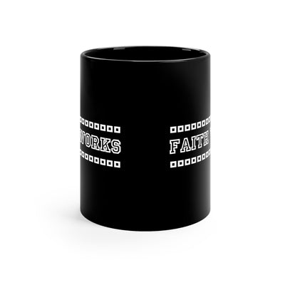 Black Ceramic Mug - 11oz Faith Works Illustration Decorative | Mugs