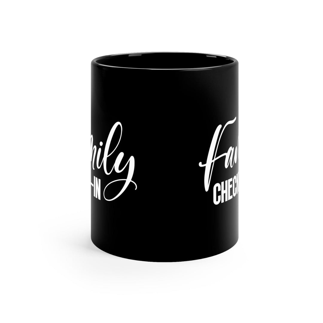 Black Ceramic Mug - 11oz Family Check-in Illustration - Decorative | Ceramic