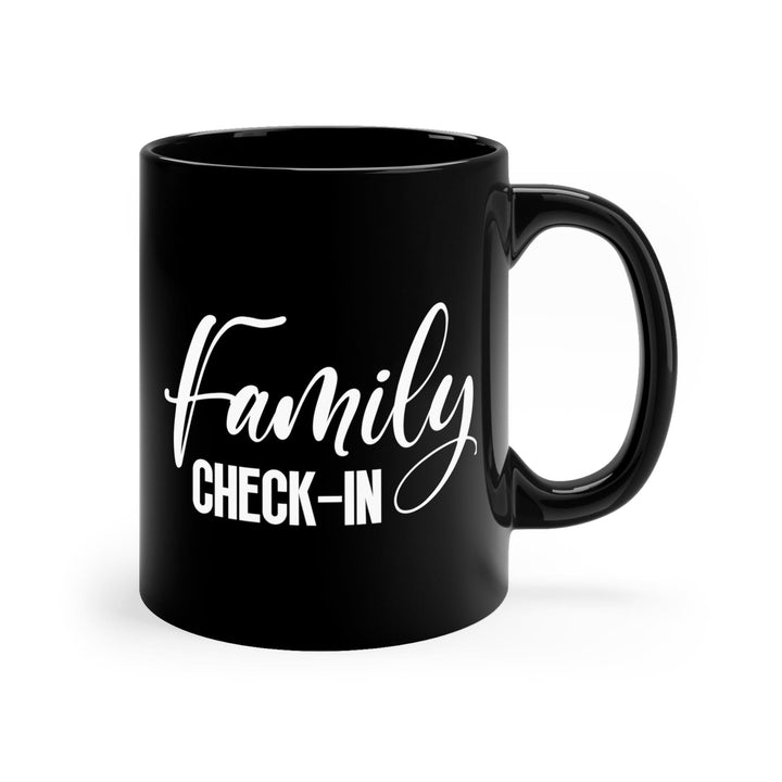 Black Ceramic Mug - 11oz Family Check-in Illustration - Decorative | Ceramic