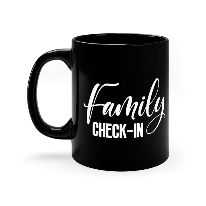 Black Ceramic Mug - 11oz Family Check-in Illustration - Decorative | Ceramic