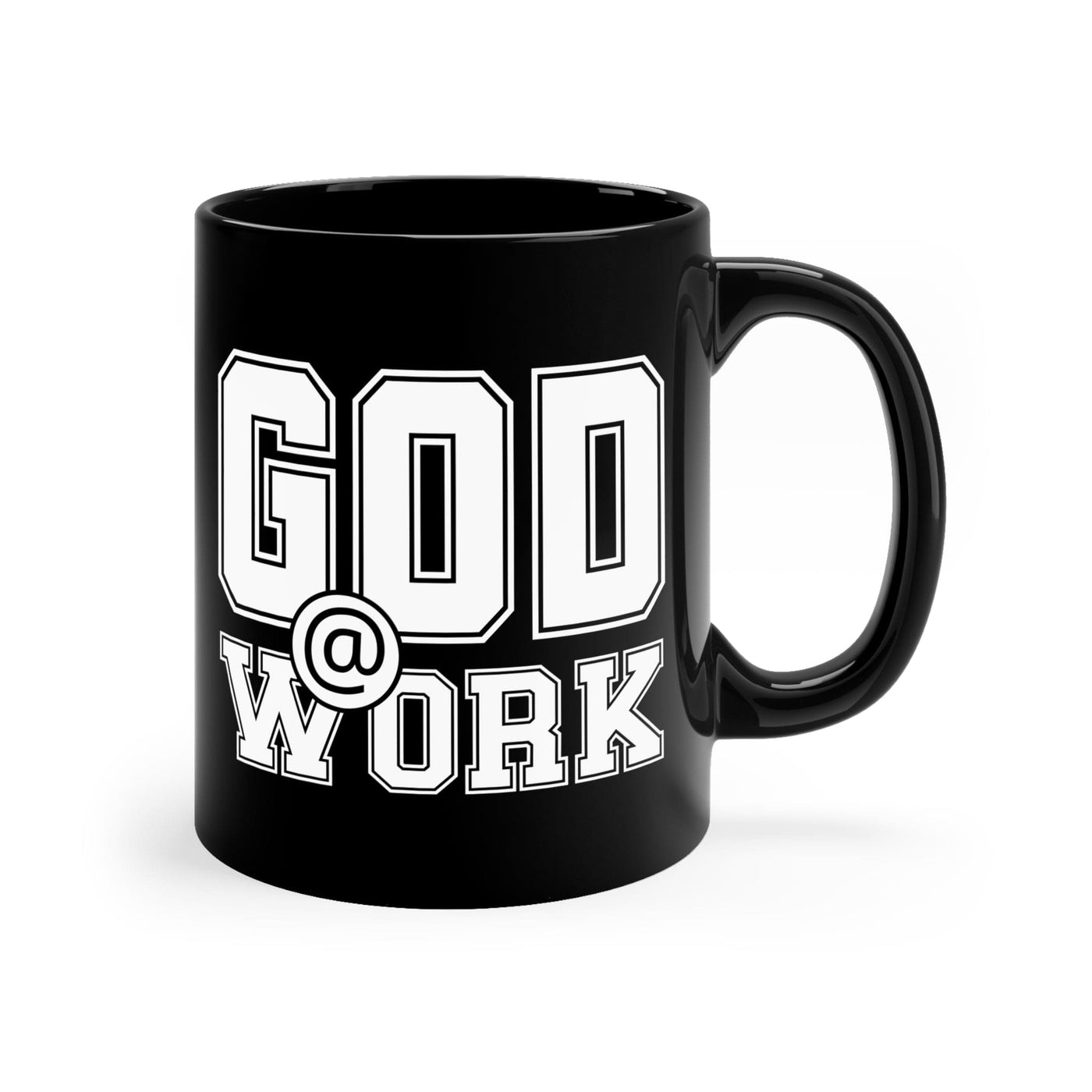 Black Ceramic Mug - 11oz God @ Work White And Print Decorative | Mugs