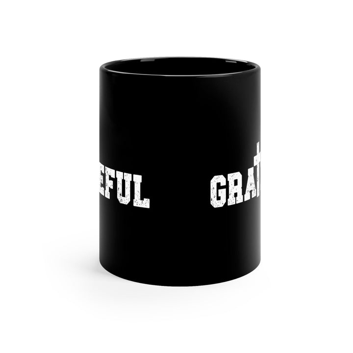 Black Ceramic Mug - 11oz Grateful Cross Illustration - Decorative | Ceramic