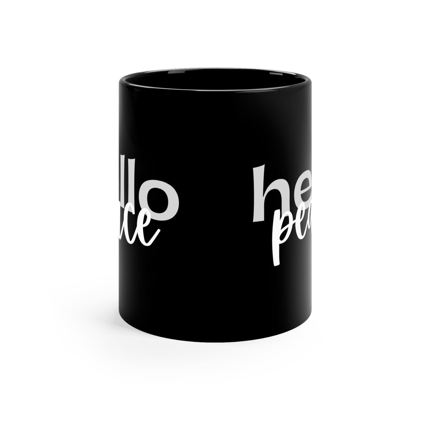 Black Ceramic Mug - 11oz Hello Peace Motivational Peaceful Aspiration