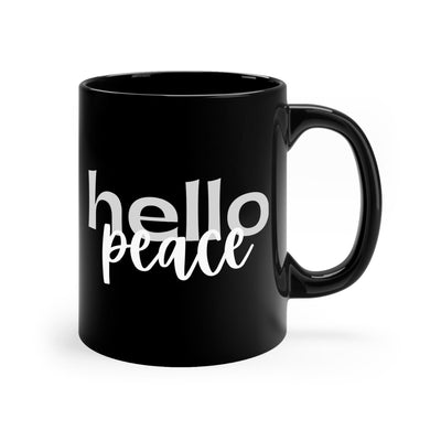 Black Ceramic Mug - 11oz Hello Peace Motivational Peaceful Aspiration