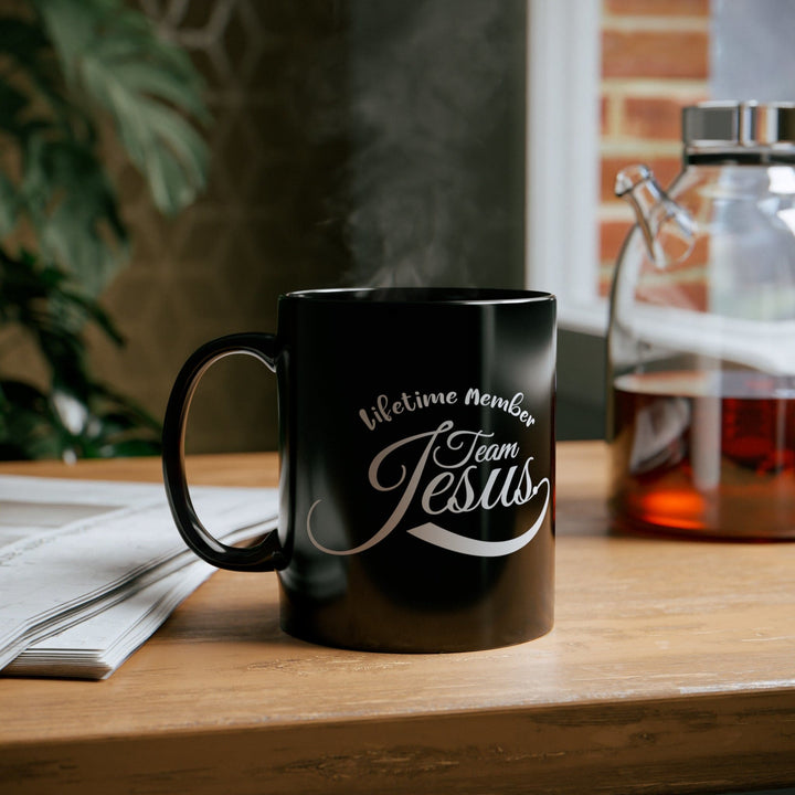 Black Ceramic Mug - 11oz Lifetime Member Team Jesus Illustration - Decorative