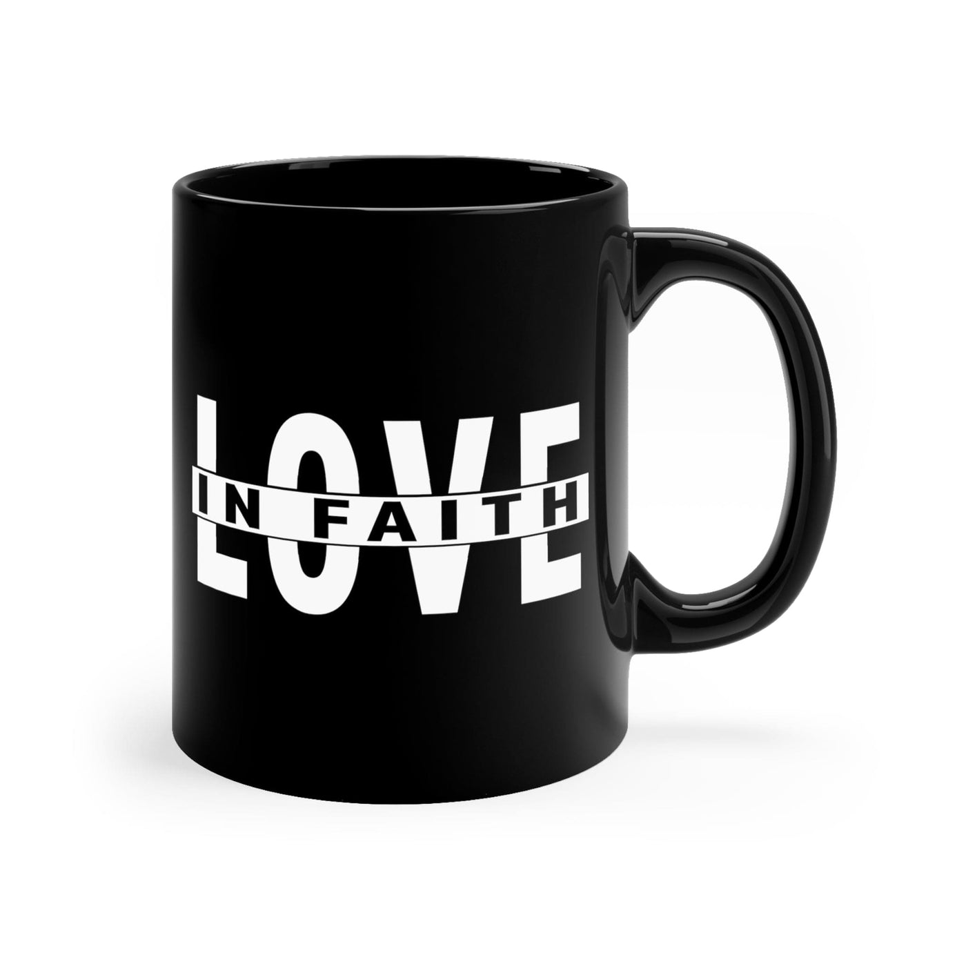 Black Ceramic Mug - 11oz Love In Faith Decorative | Mugs