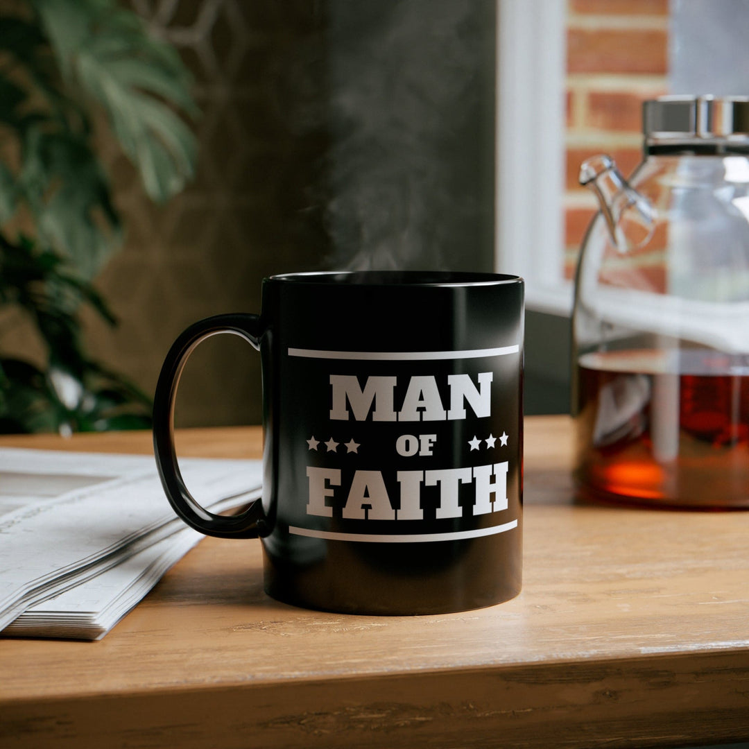 Black Ceramic Mug - 11oz Man of Faith - Decorative | Ceramic Mugs | 11oz