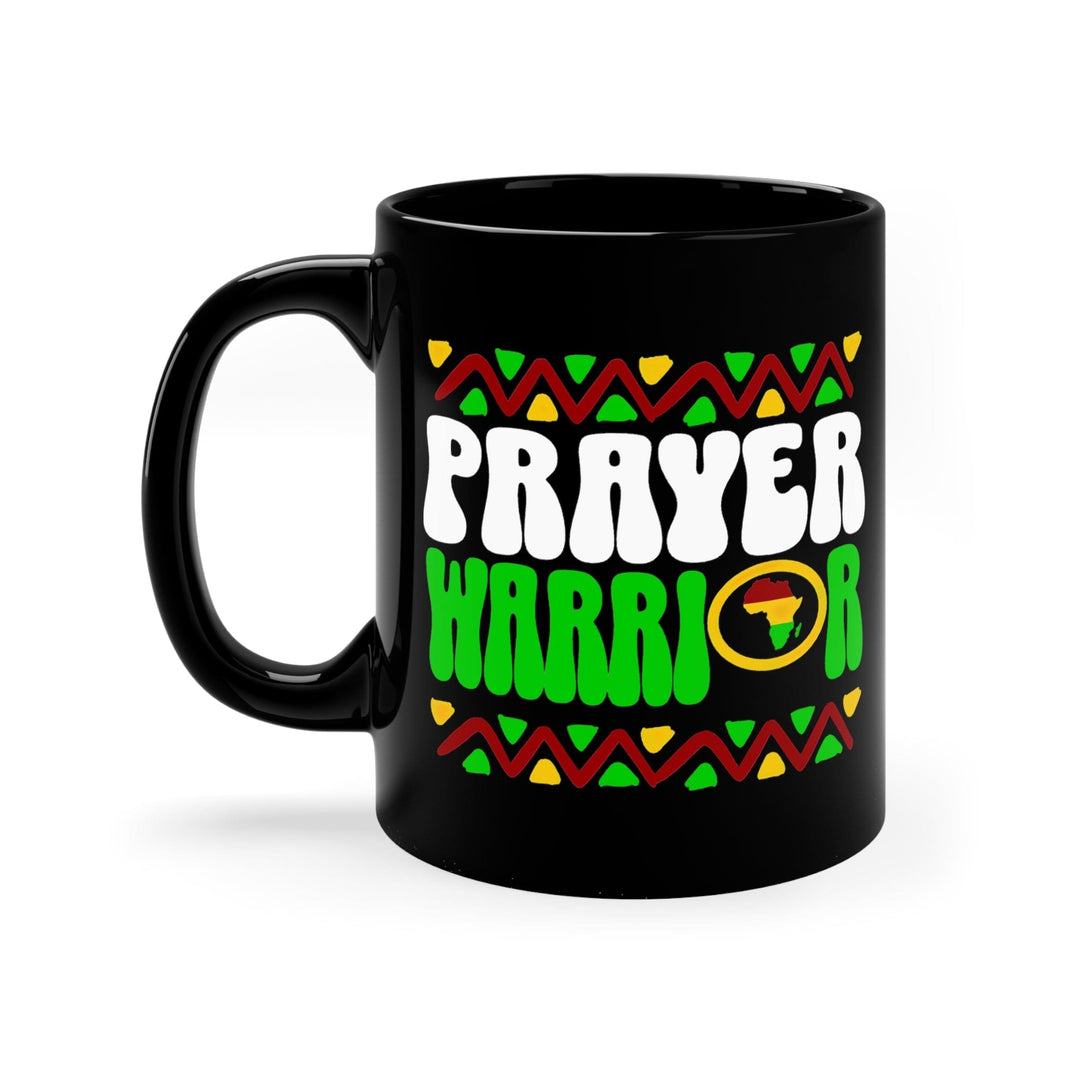 Black Ceramic Mug - 11oz Prayer Warrior African Inspiration Illustration