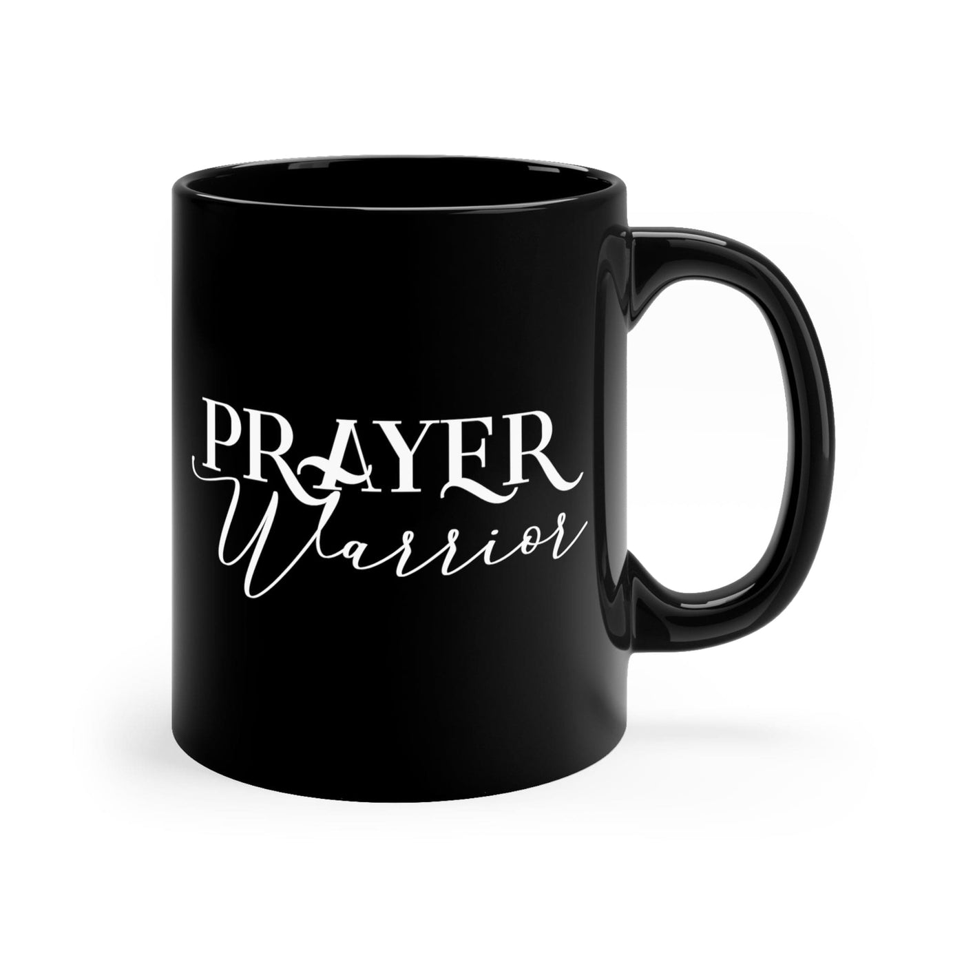 Black Ceramic Mug - 11oz Prayer Warrior Script Style Illustration Decorative