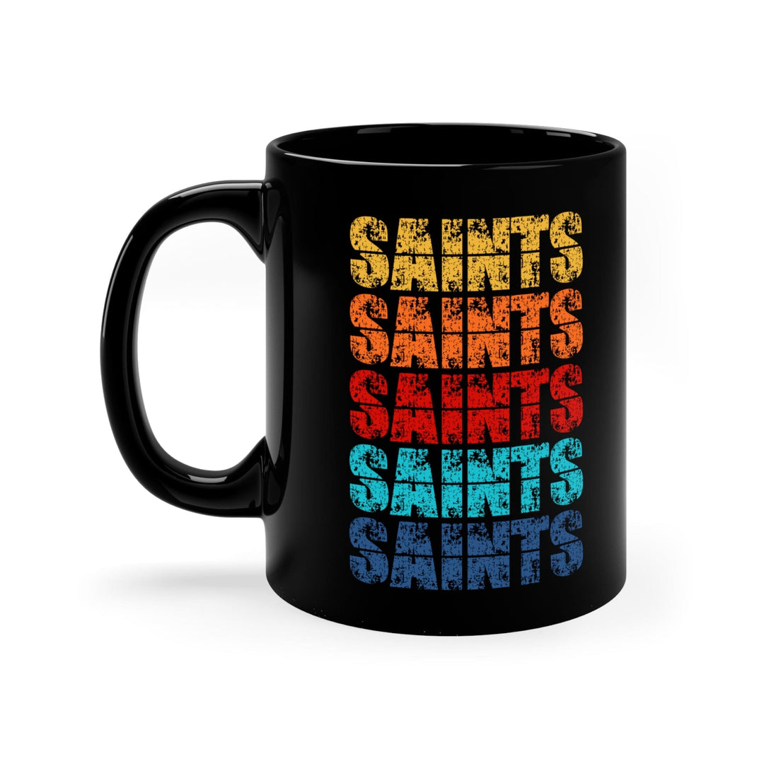 Black Ceramic Mug - 11oz Saints Colorful Art Illustration - Decorative