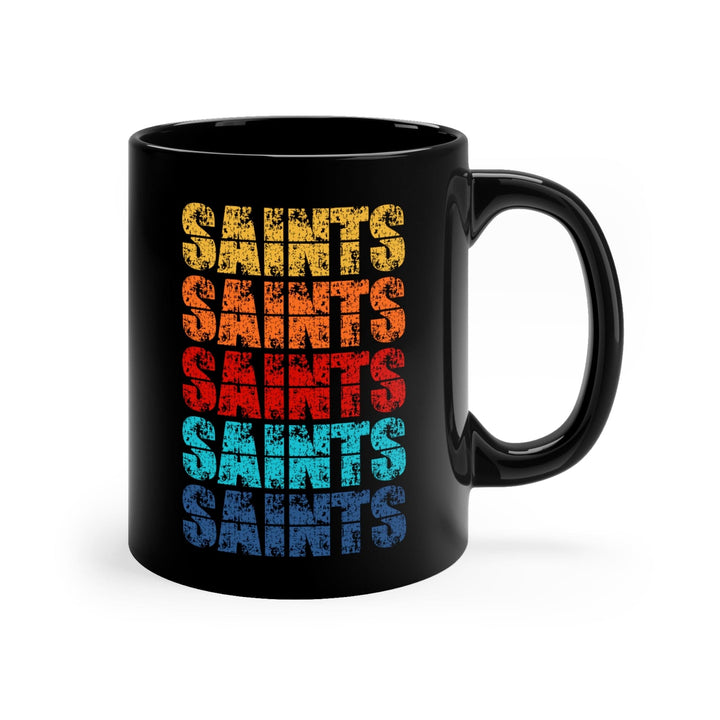 Black Ceramic Mug - 11oz Saints Colorful Art Illustration - Decorative