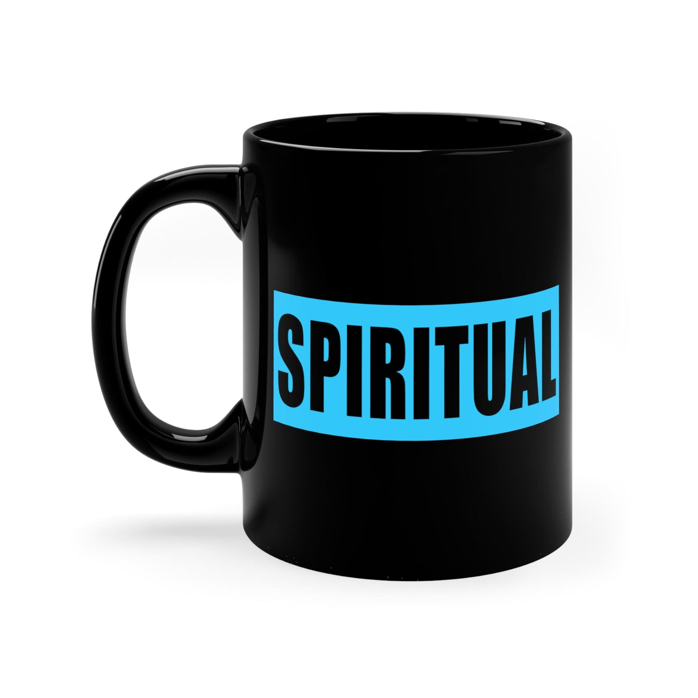 Black Ceramic Mug - 11oz Spiritual Light Blue Colorblock Illustration