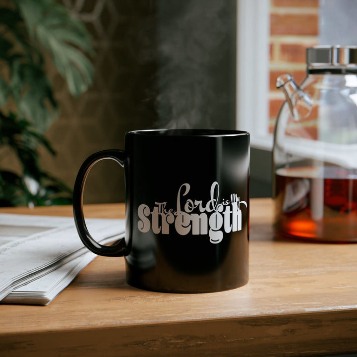 Black Ceramic Mug - 11oz the Lord is my Strength Illustration - Decorative