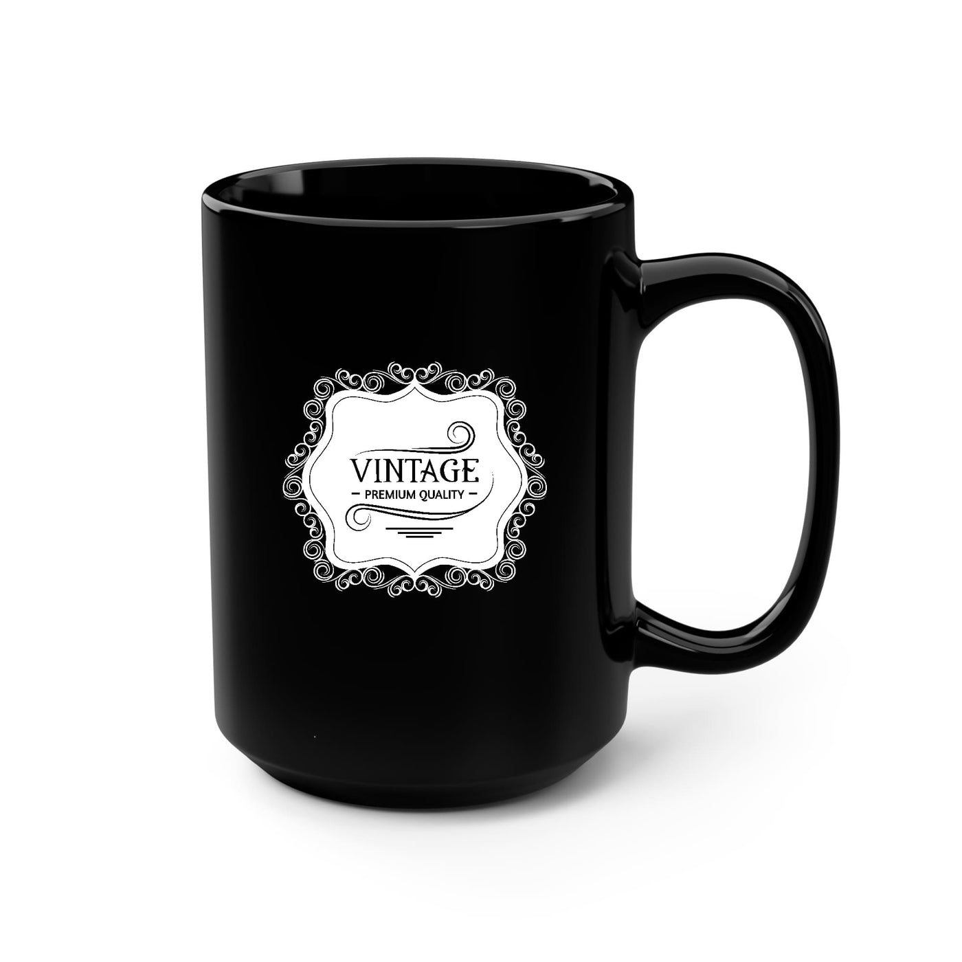 Black Ceramic Mug 15 Oz Vintage Premium Quality White - Decorative | Mugs 15oz