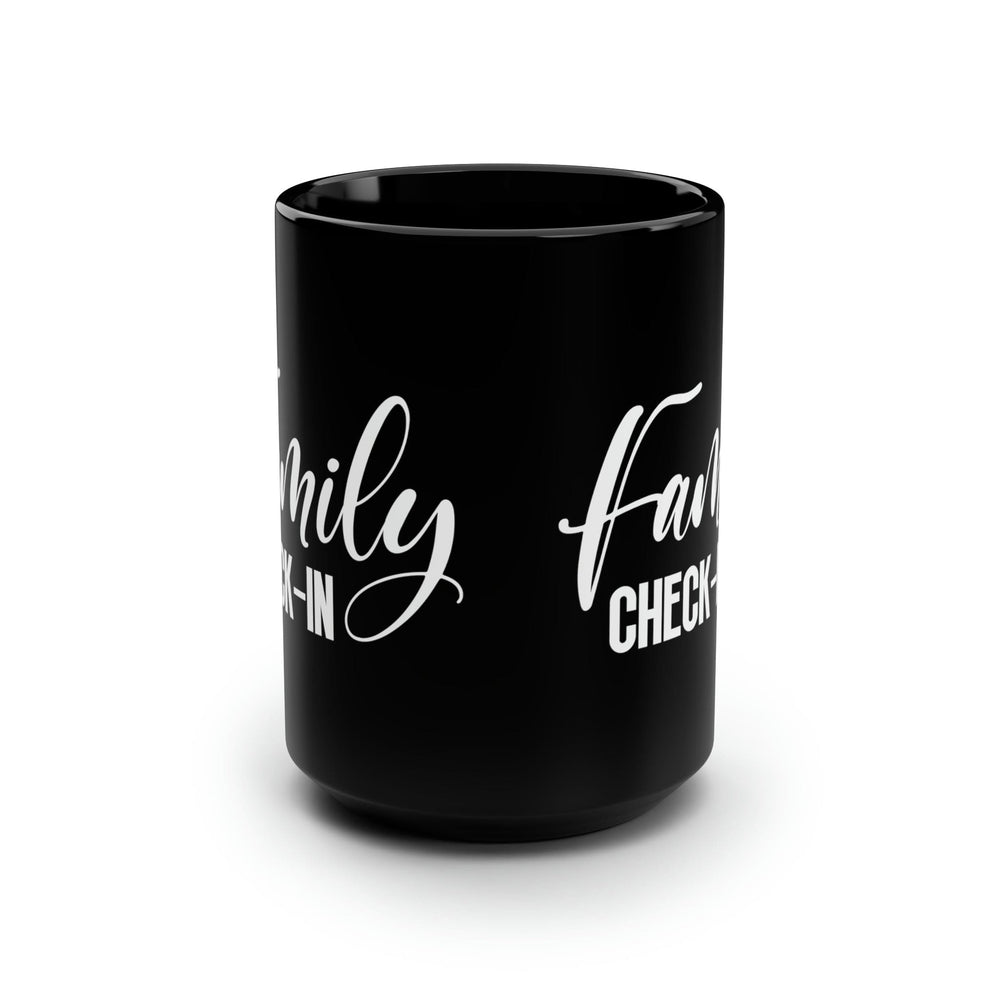 Black Ceramic Mugs - 15oz Family Check-in Illustration - Decorative | Ceramic