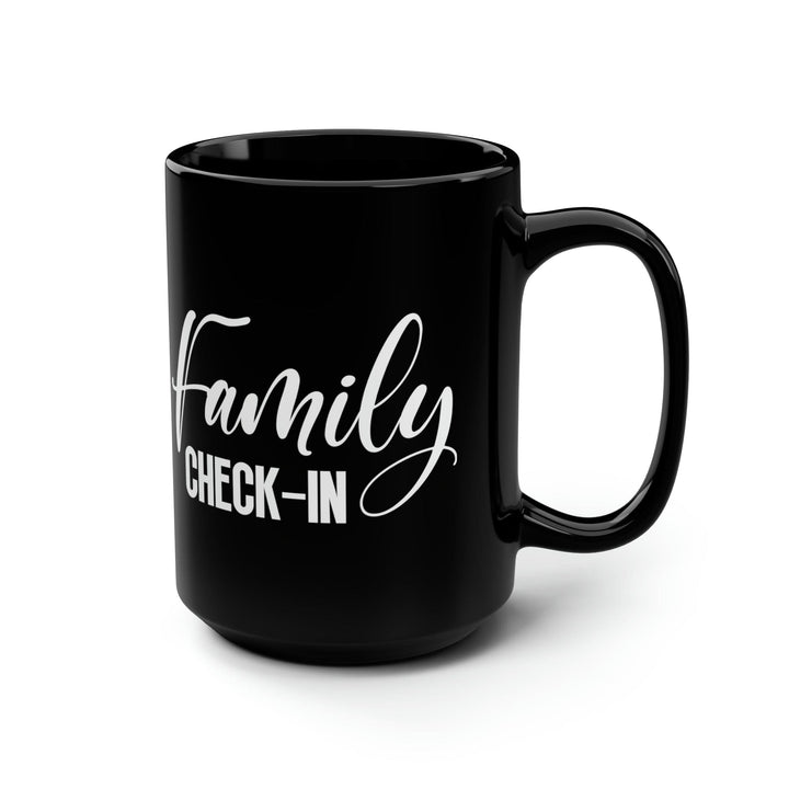 Black Ceramic Mugs - 15oz Family Check-in Illustration - Decorative | Ceramic