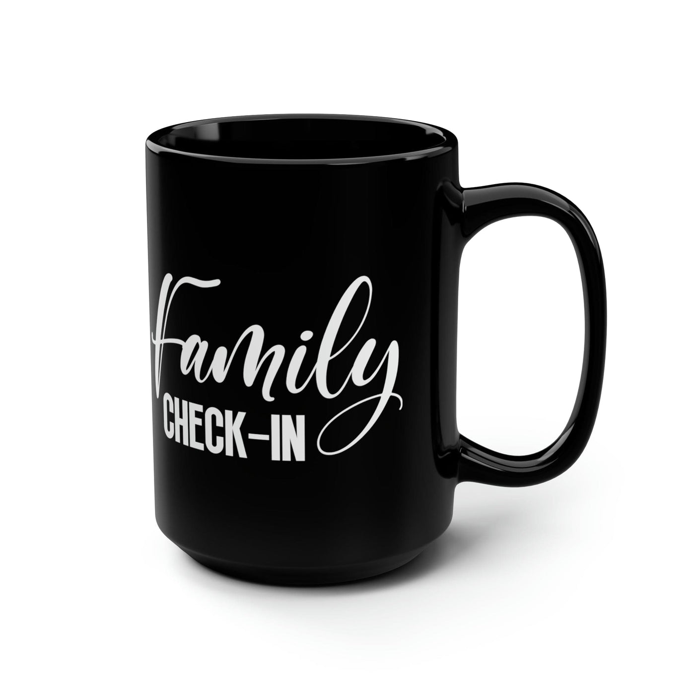 Black Ceramic Mugs - 15oz Family Check-in Illustration - Decorative | Ceramic