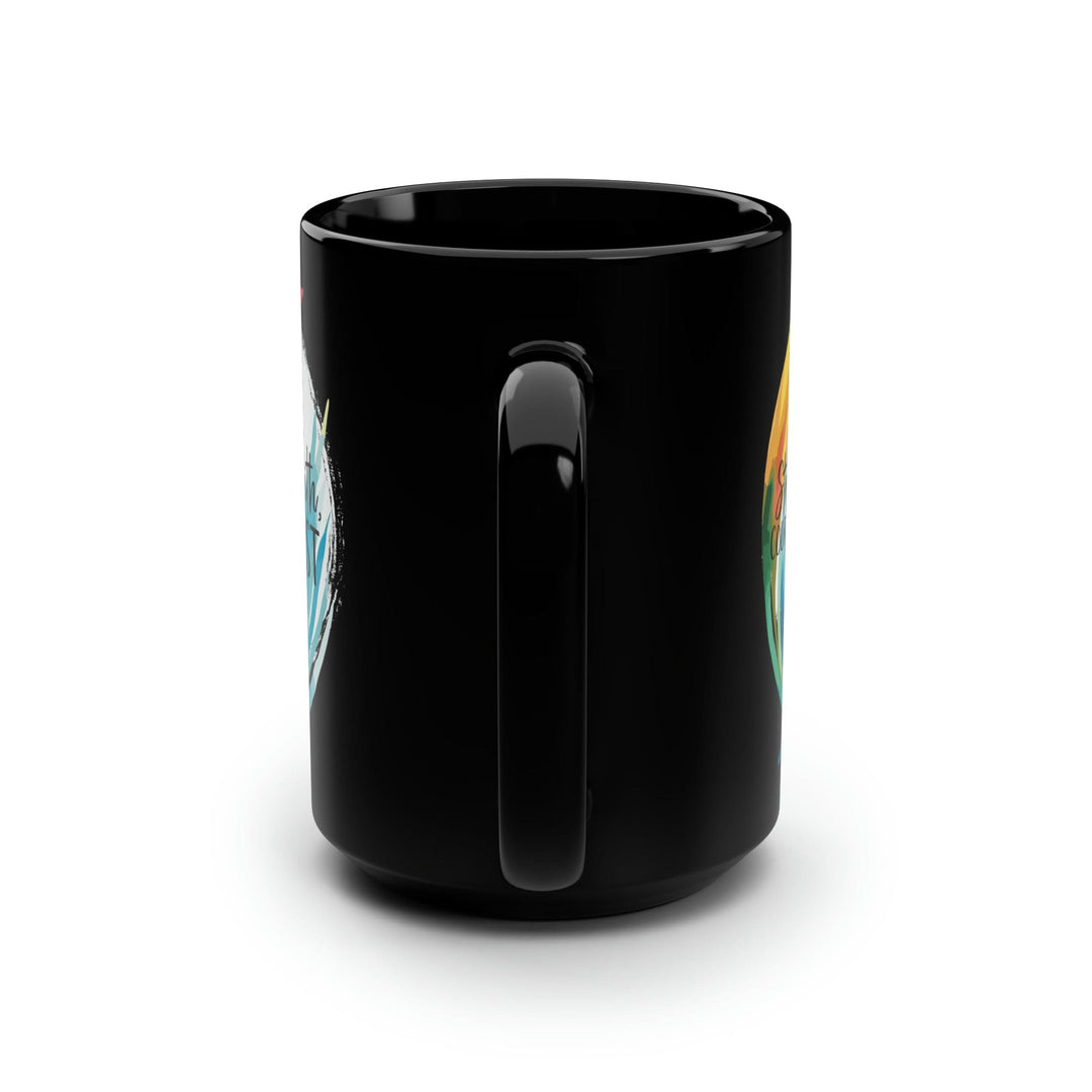 Black Ceramic Mugs - 15oz Strength in Faith Courage in Christ Illustration