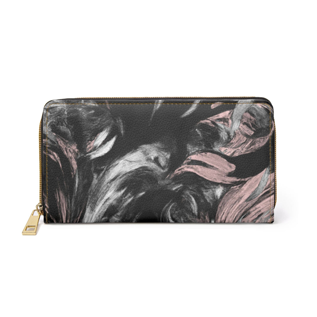 Black Pink White Abstract Pattern Womens Zipper Wallet Clutch Purse - Bags