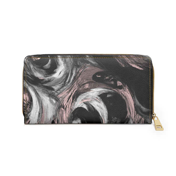 Black Pink White Abstract Pattern Womens Zipper Wallet Clutch Purse - Bags