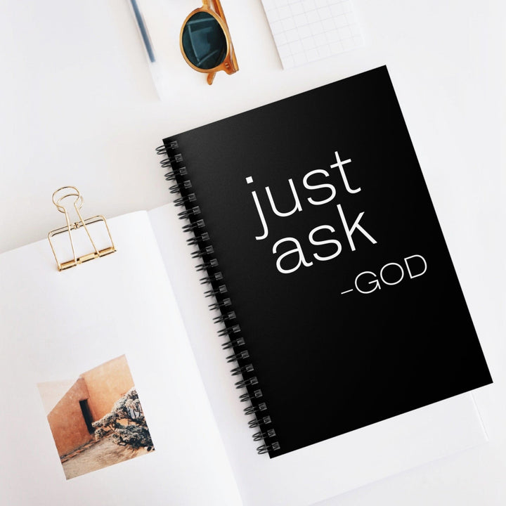 Black Spiral Journal Notebook Say It Soul ’just Ask-god’ Statement Shirt