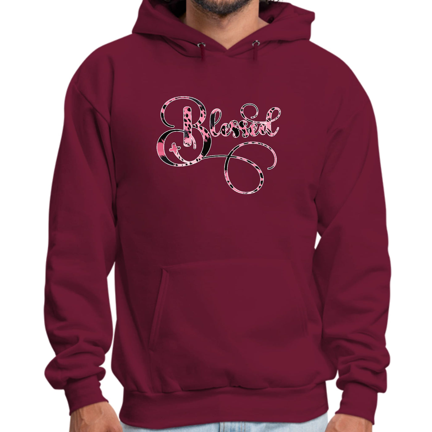 Blessed Pink And Black Patterned Graphic Illustration Graphic Hoodie - Unisex