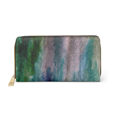 Blue Hue Watercolor Abstract Print Womens Zipper Wallet Clutch Purse - Bags