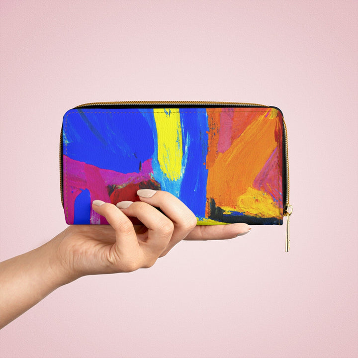 Blue Red Yellow Multicolor Abstract Pattern Womens Zipper Wallet Clutch Purse