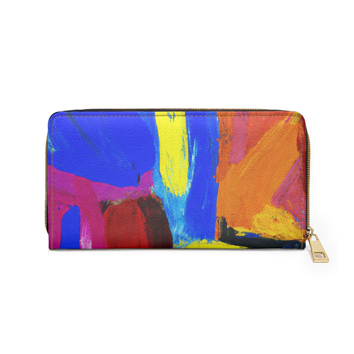 Blue Red Yellow Multicolor Abstract Pattern Womens Zipper Wallet Clutch Purse