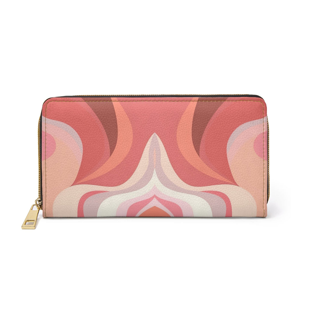 Boho Pink and White Contemporary Art Lined Pattern Womens Zipper Wallet Clutch