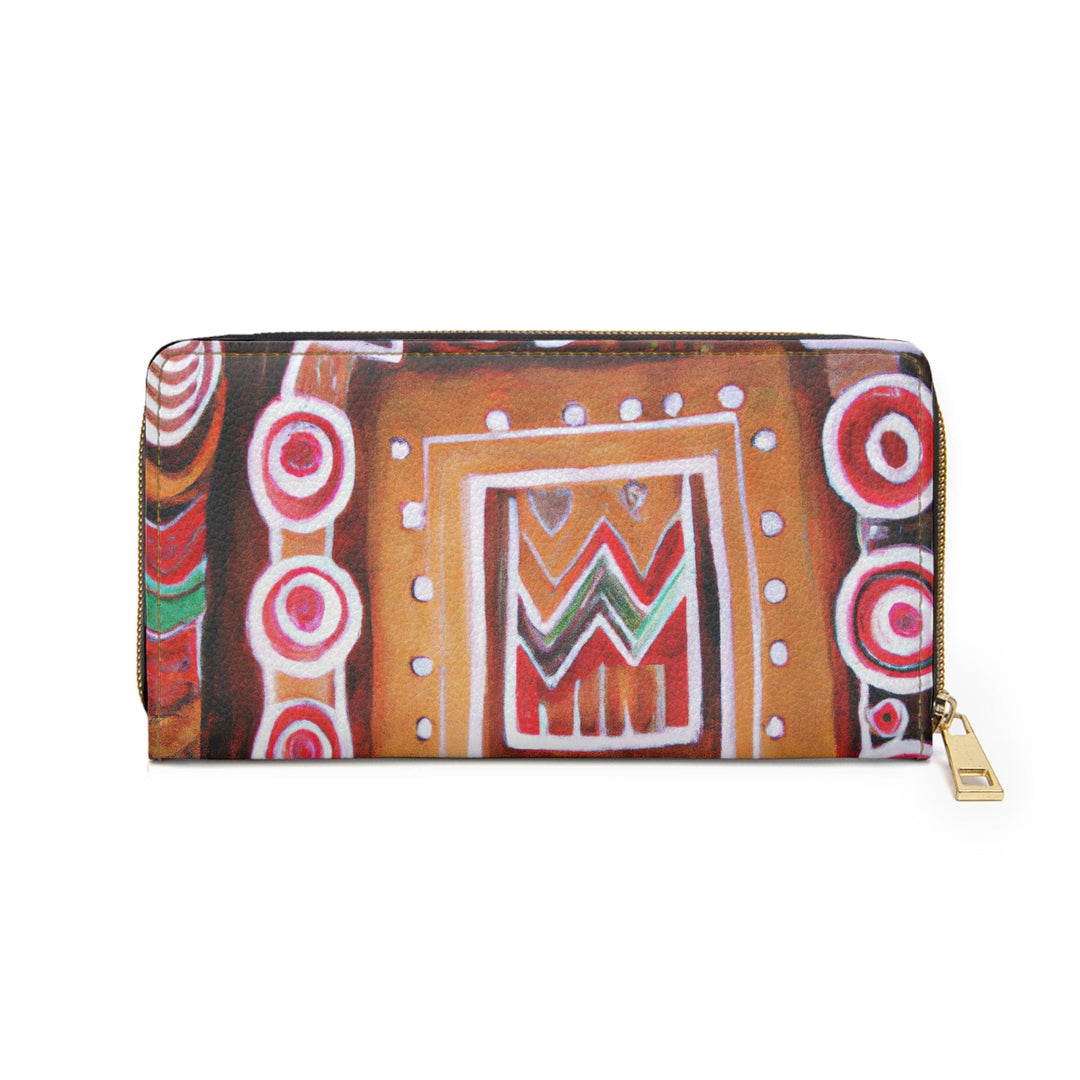 Brown Orange Green Aztec Pattern Womens Zipper Wallet Clutch Purse - Bags