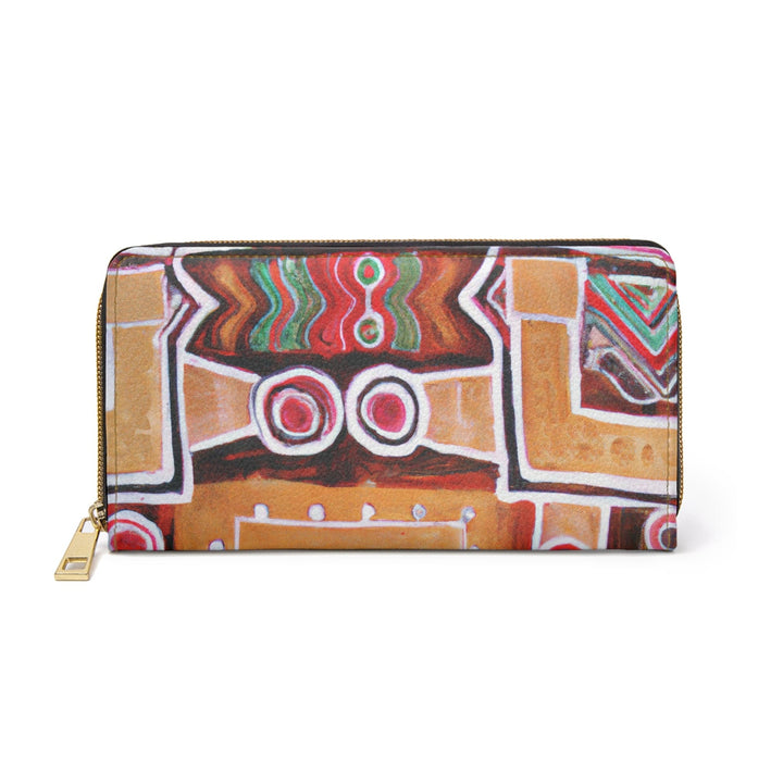 Brown Orange Green Aztec Pattern Womens Zipper Wallet Clutch Purse - Bags