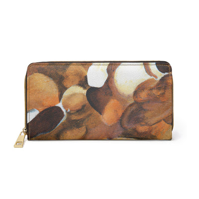 Brown White Stone Pattern Womens Zipper Wallet Clutch Purse - Bags | Zipper