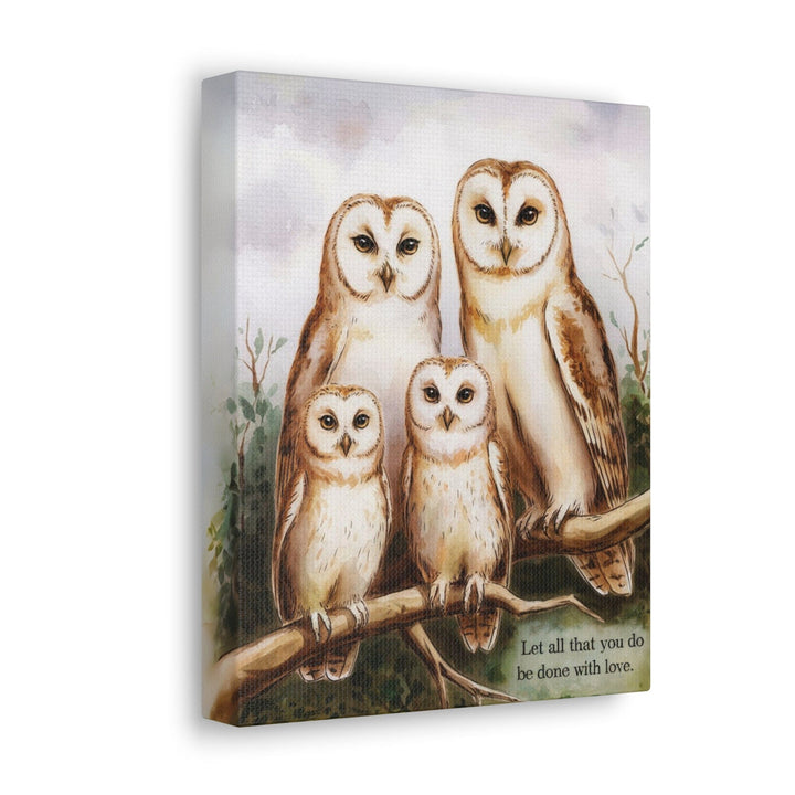 Canvas Print Wall Art - White Owls - Let All that you do be Done with Love