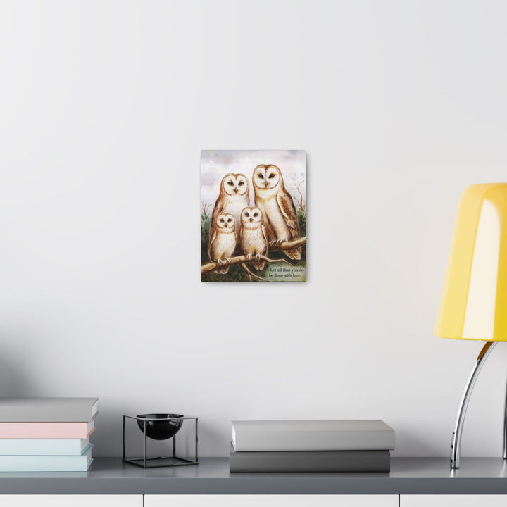 Canvas Print Wall Art - White Owls - Let All that you do be Done with Love