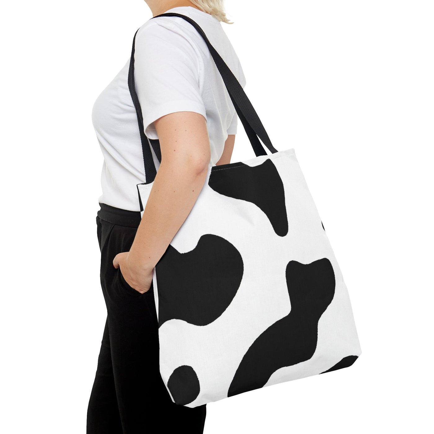 Canvas Tote Bag Black And White Cow Print - Bags