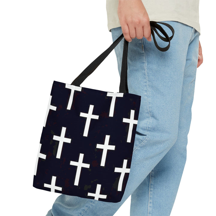 Canvas Tote Bag Black and White Seamless Cross Pattern - Bags | Canvas Tote Bags