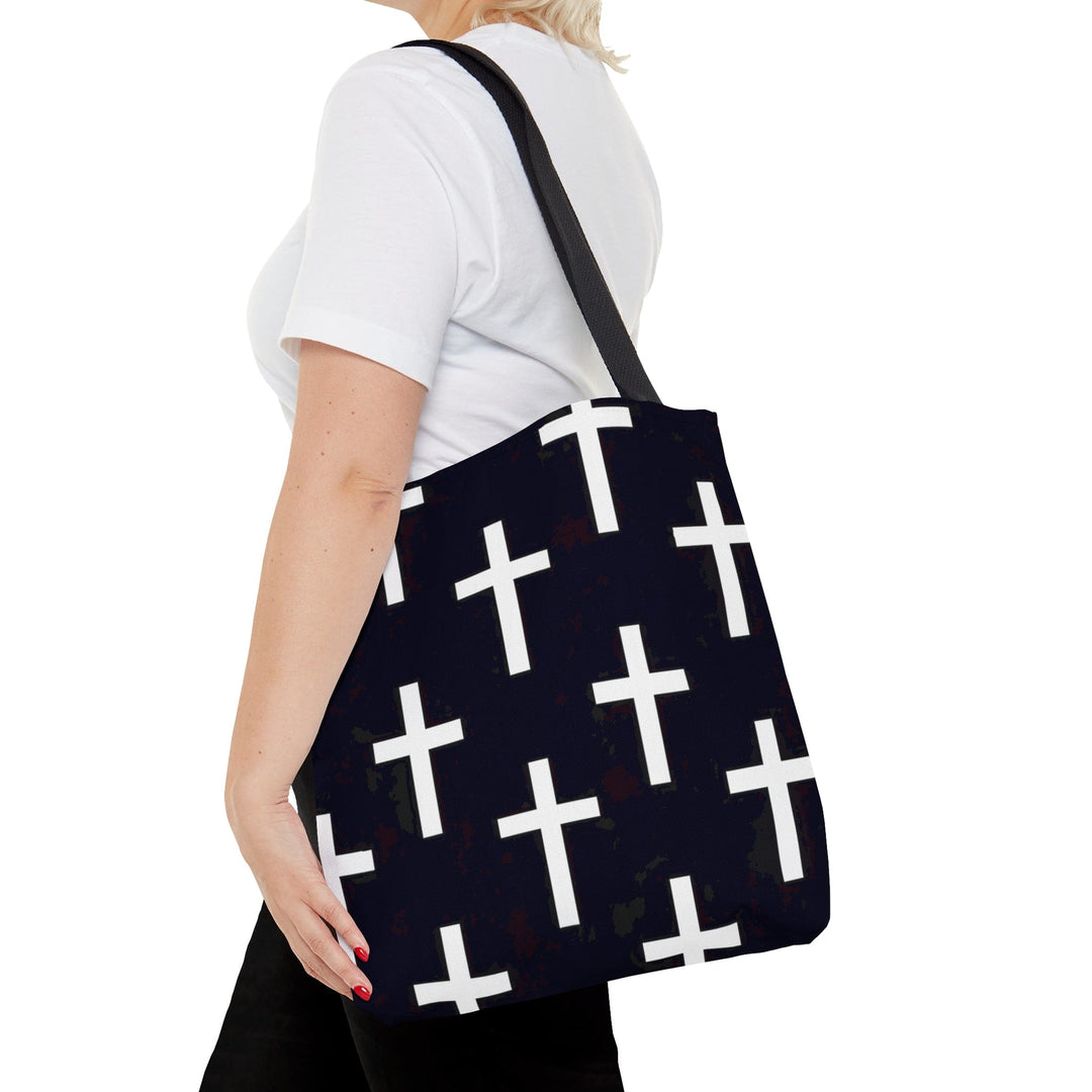 Canvas Tote Bag Black and White Seamless Cross Pattern - Bags | Canvas Tote Bags