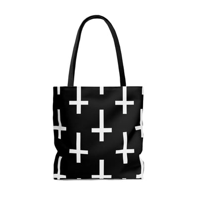 Canvas Tote Bag Black And White Seamless Cross Pattern - Bags | Canvas Tote Bags