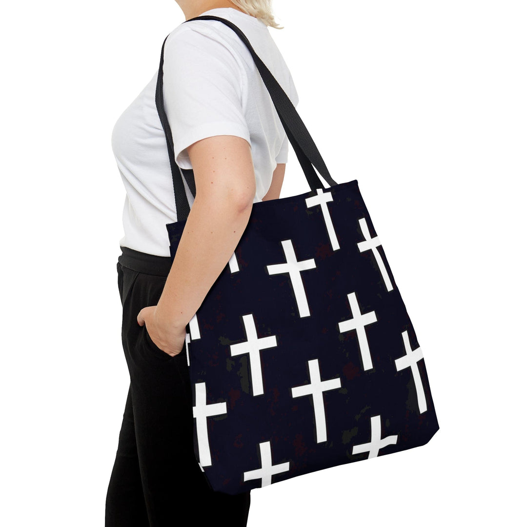 Canvas Tote Bag Black and White Seamless Cross Pattern - Bags | Canvas Tote Bags